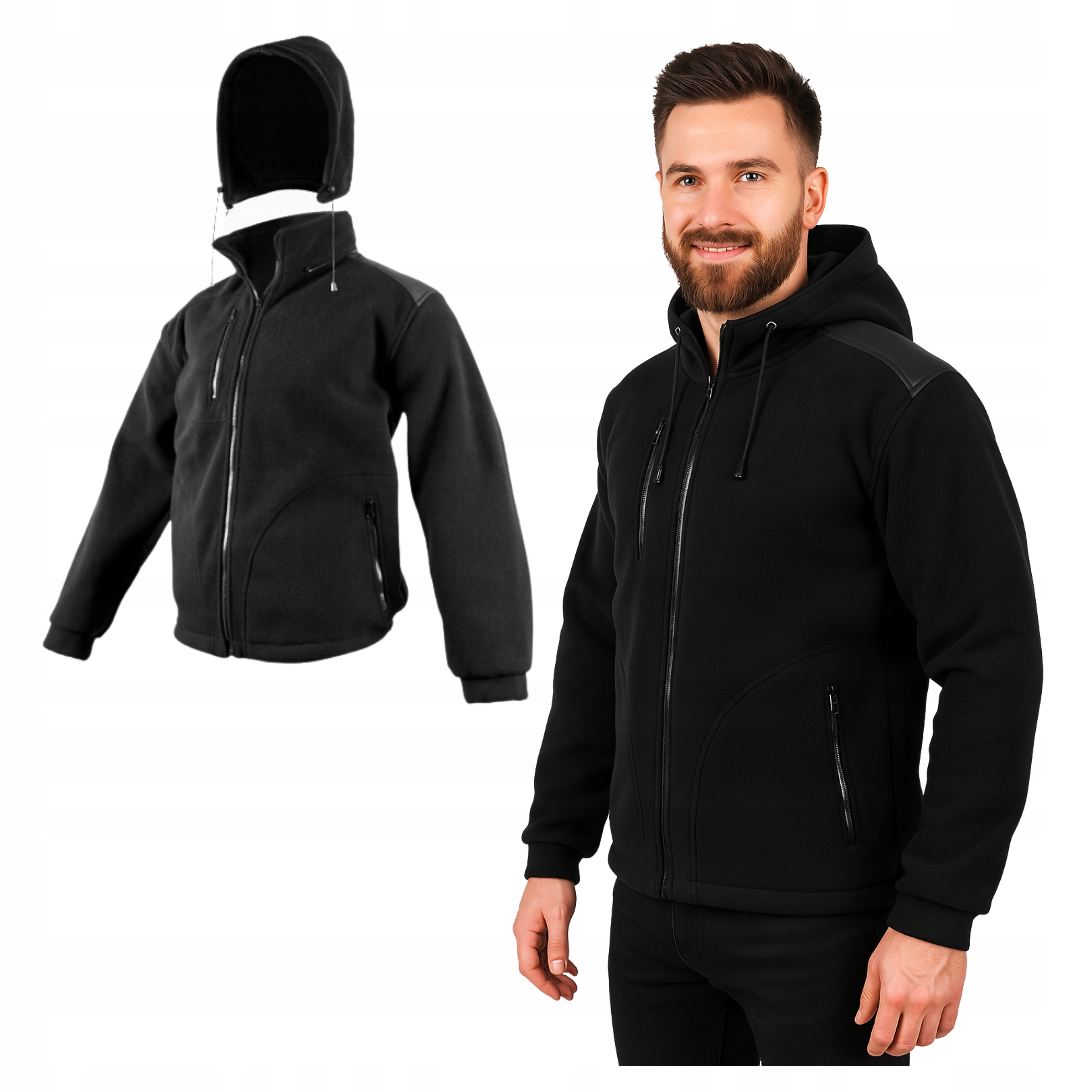 Pánská pracovní mikina Polar černá Mikina Fleecová pánská s odnímatelnou kapucí Teplá