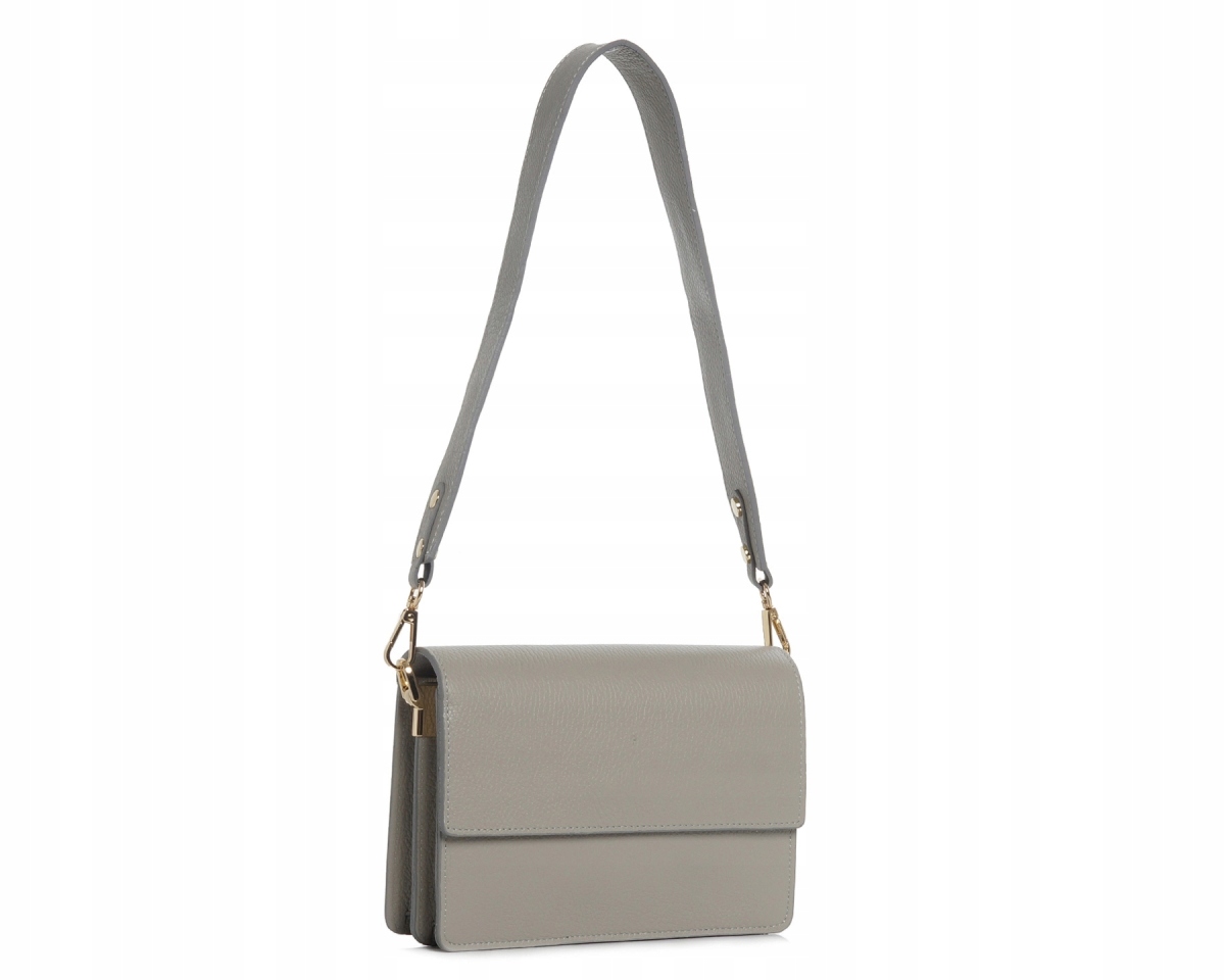 Italská Kožená Kabelka Přes Rameno Solome Ulla Šedá Popelavá Na Opasku