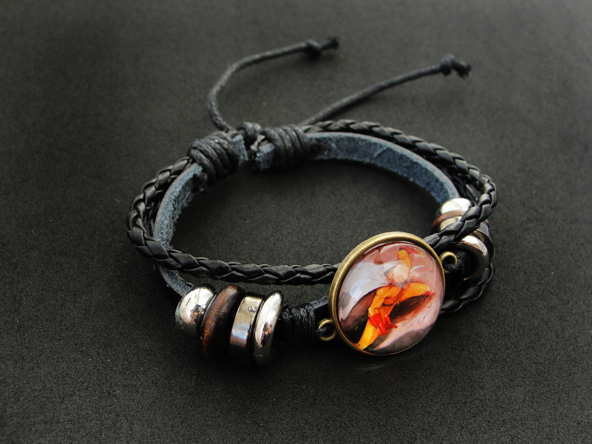 Bransoletka pleciona rzemień czarna One Punch Man Rodzaj Rękodzieło