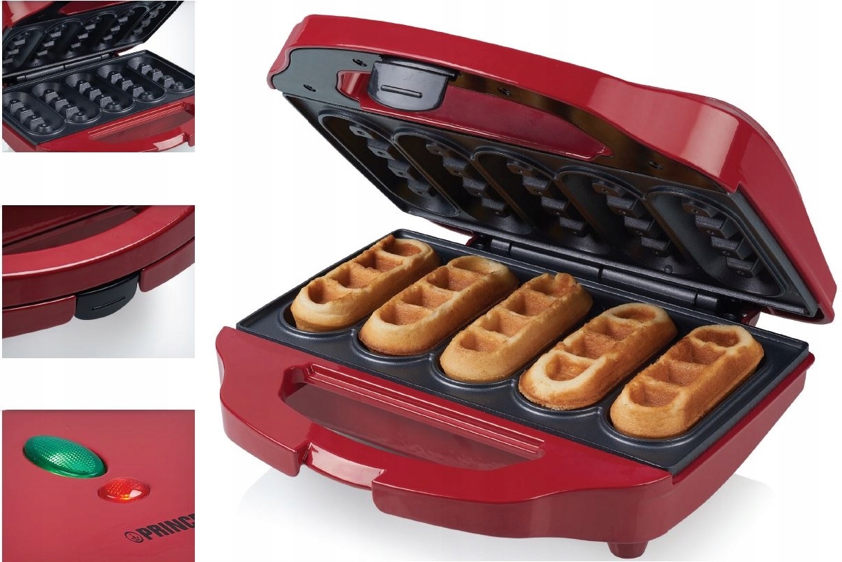 Gofrownica 1200W 5 gofrów Churros na raz Czerwona 700W Opiekacz gofry