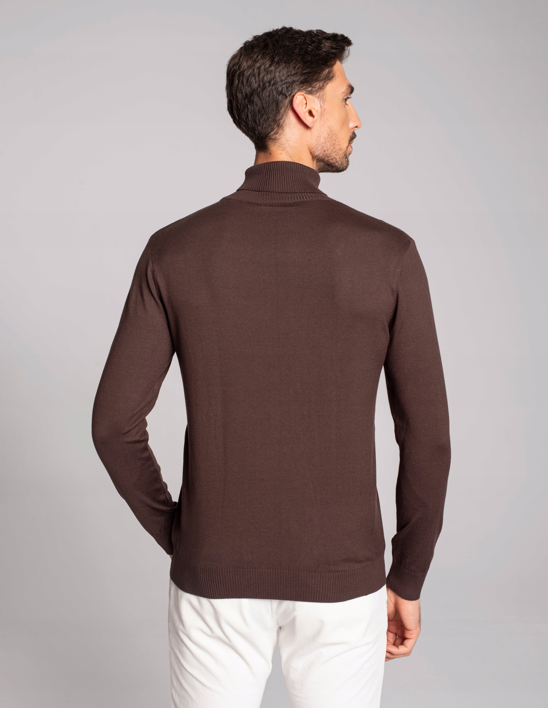 Sweter golf męski goito brąz2 XXL Marka Borgio