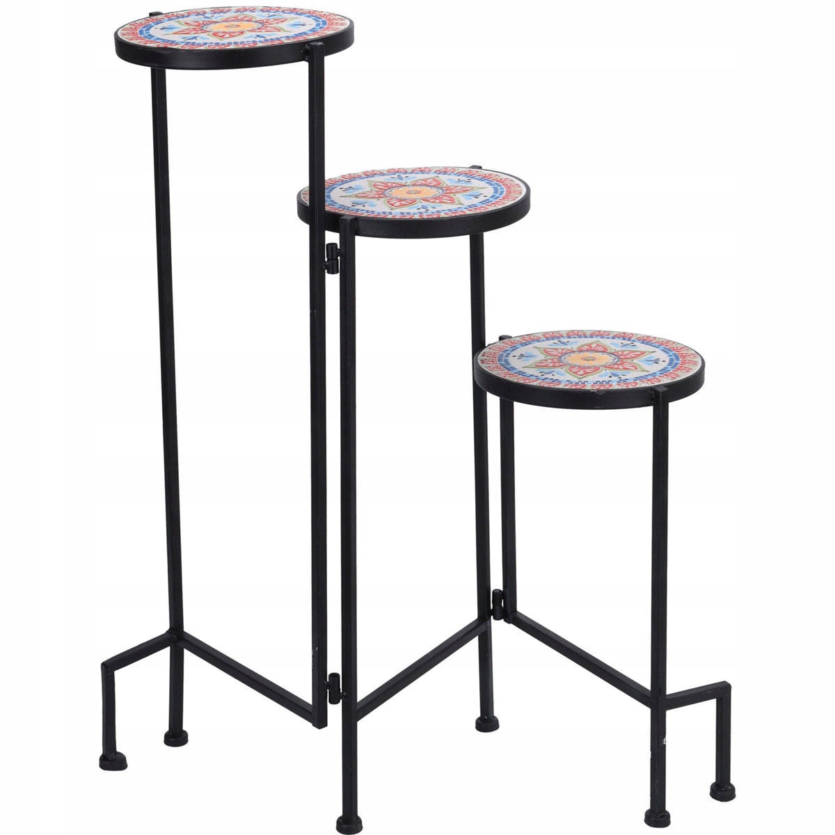 Držák Na Květináč Stojící Kovový S Keramickými Místy, 3 Úrovně, 68 CM
