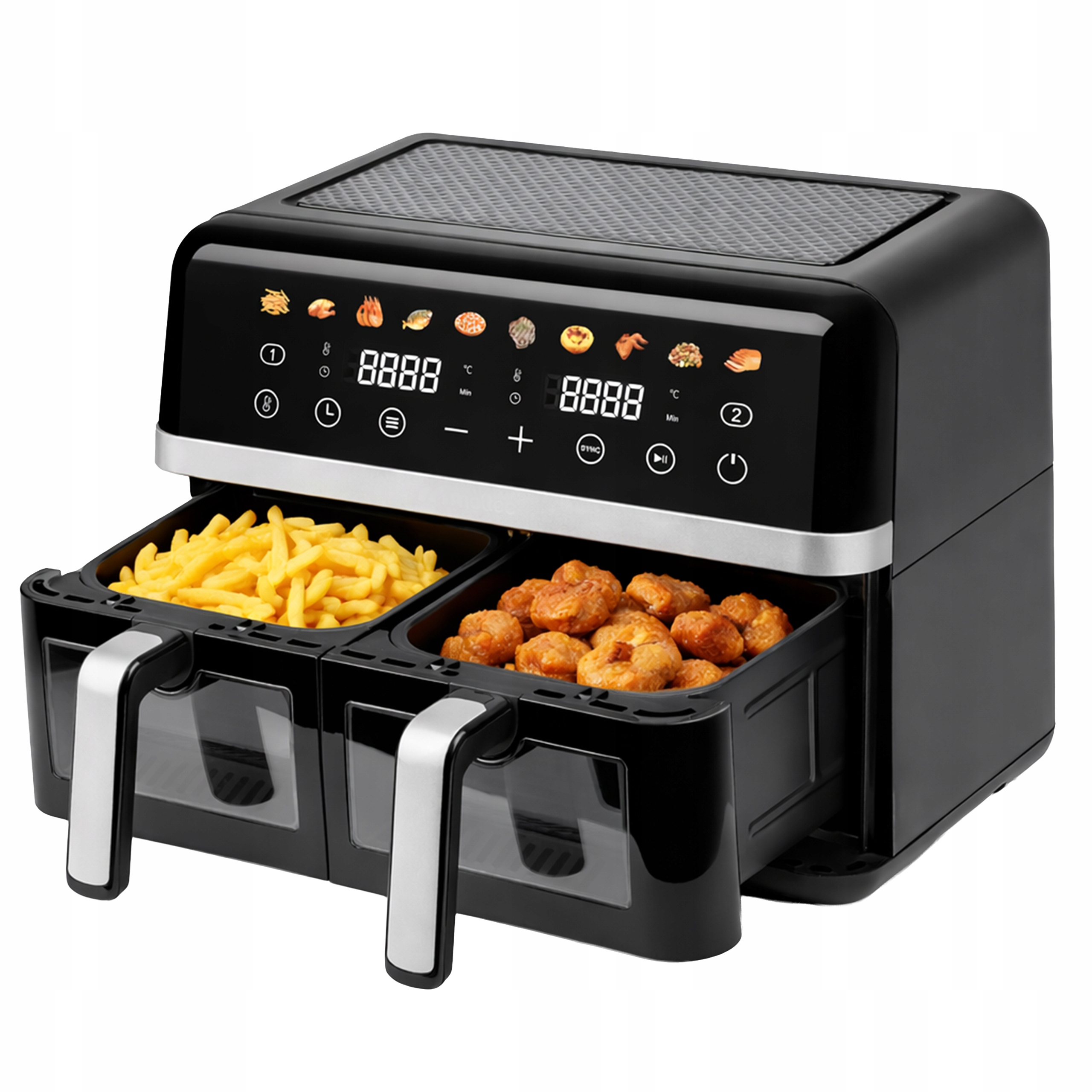 Dvojkomorová Beztuková Fritéza 10 L 2800 W Aero Twin Air Fryer Čierna