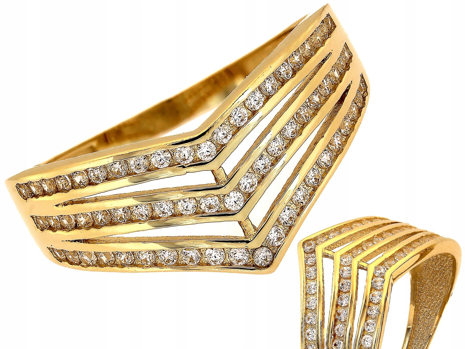 Zlatý Prstýnek 585 s trojitými zirkony 2,50 14 k ideální jako dárek