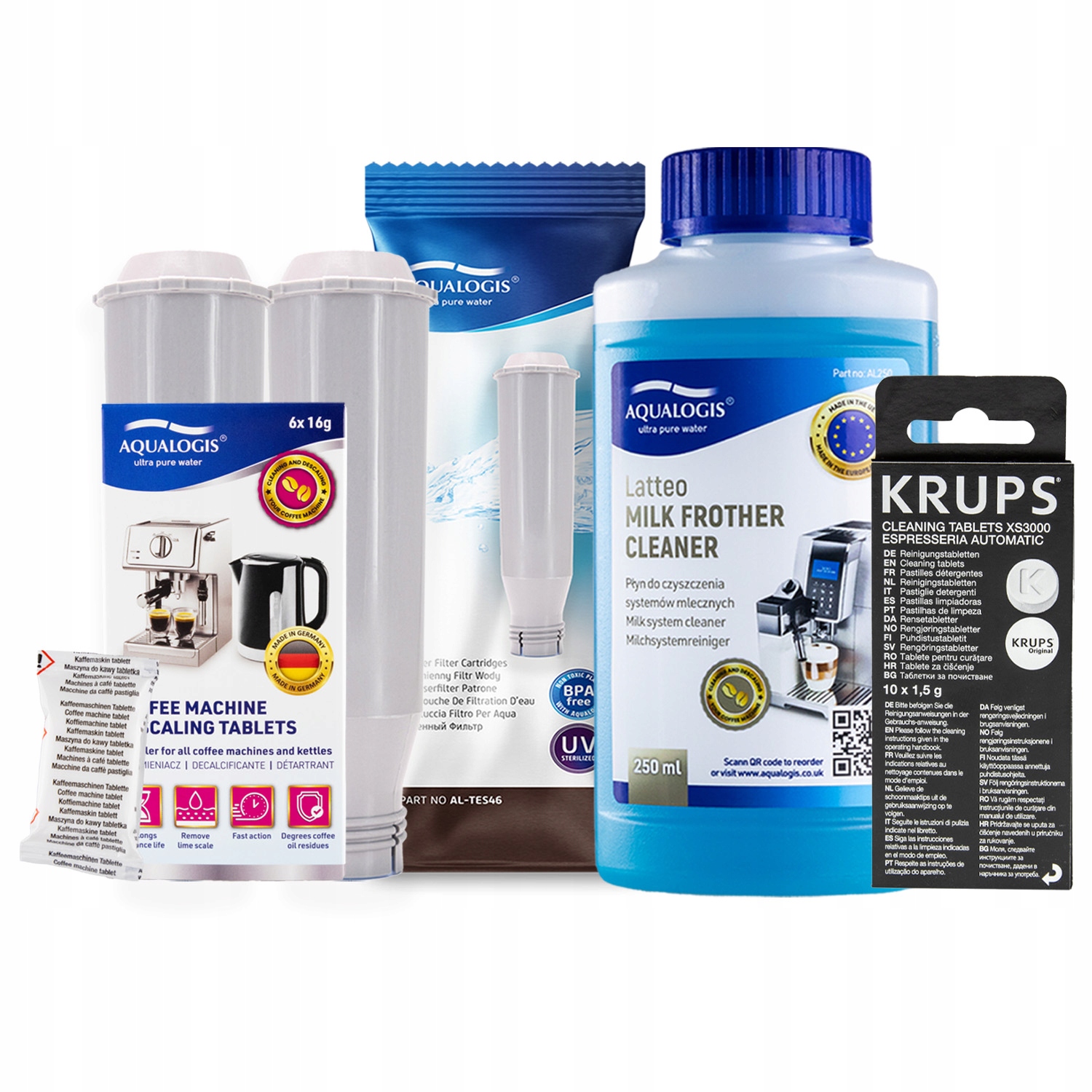 2x filtr AL-TES46 pro kávovar Krups Latteo 0,25L tablety Decalc XS3000