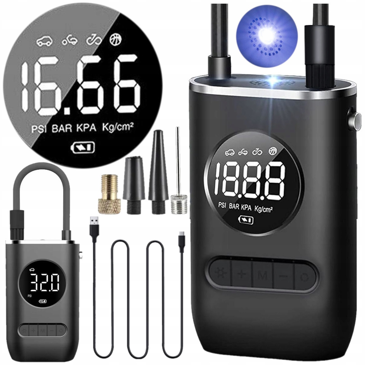 Bezdrátová Elektrická Pumpa Cyklistický Kompresor 4000 mAh LCD