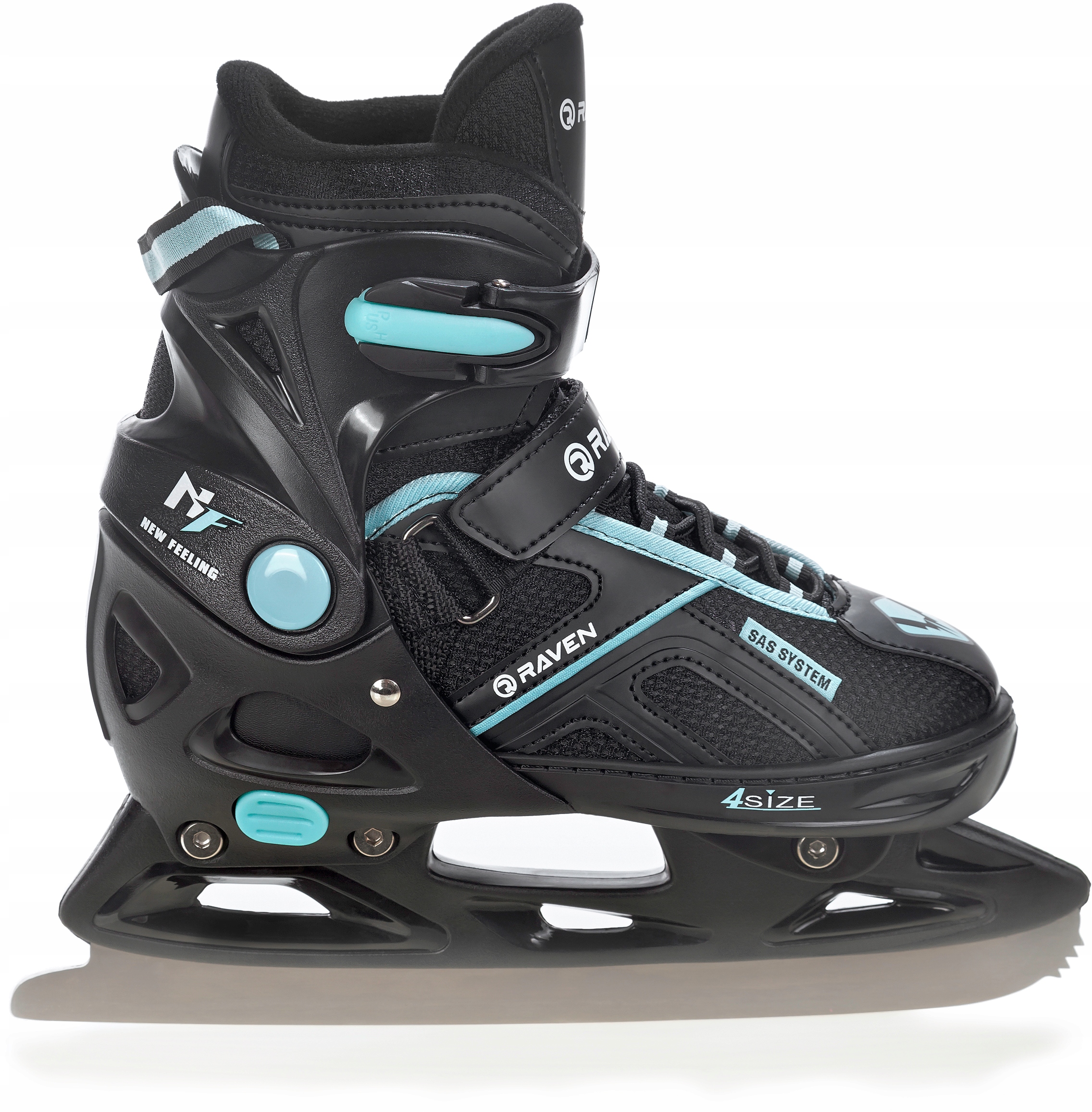 Rolki Łyżwy figurowe 2w1 Regulowane RAVEN Pulse Black/Cyan 33-36 Rozmiar 33-36