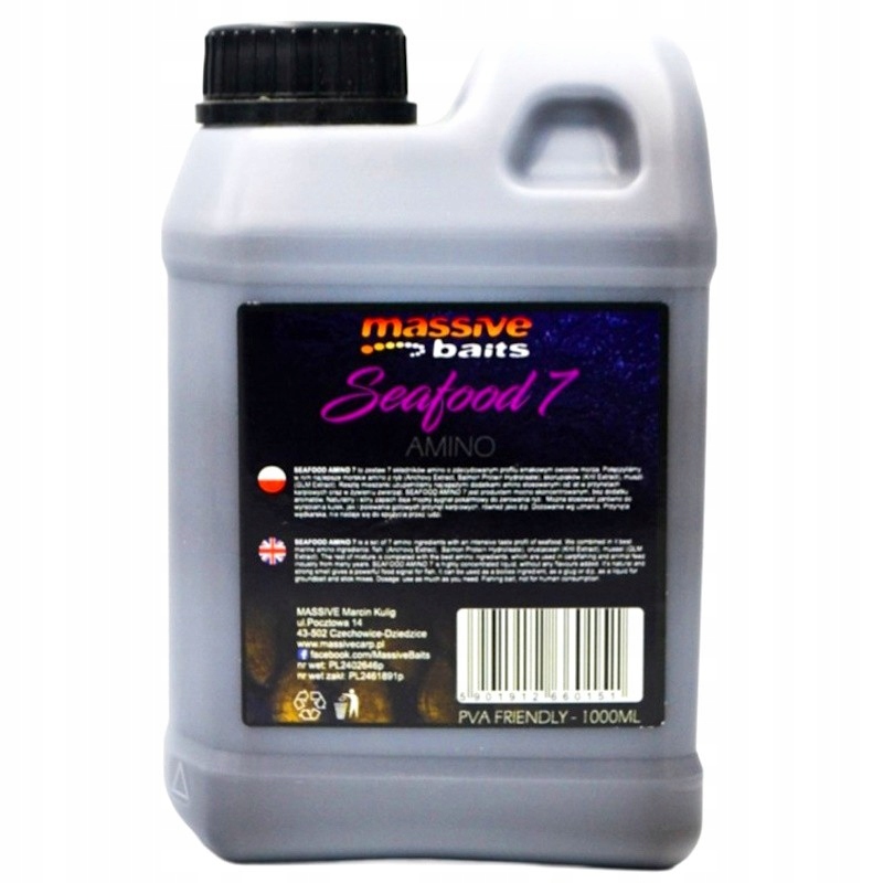 Zalewa Massive Baits Liquids Seafood Amino 7 1000ml Do Kulek Ziaren Pelletu