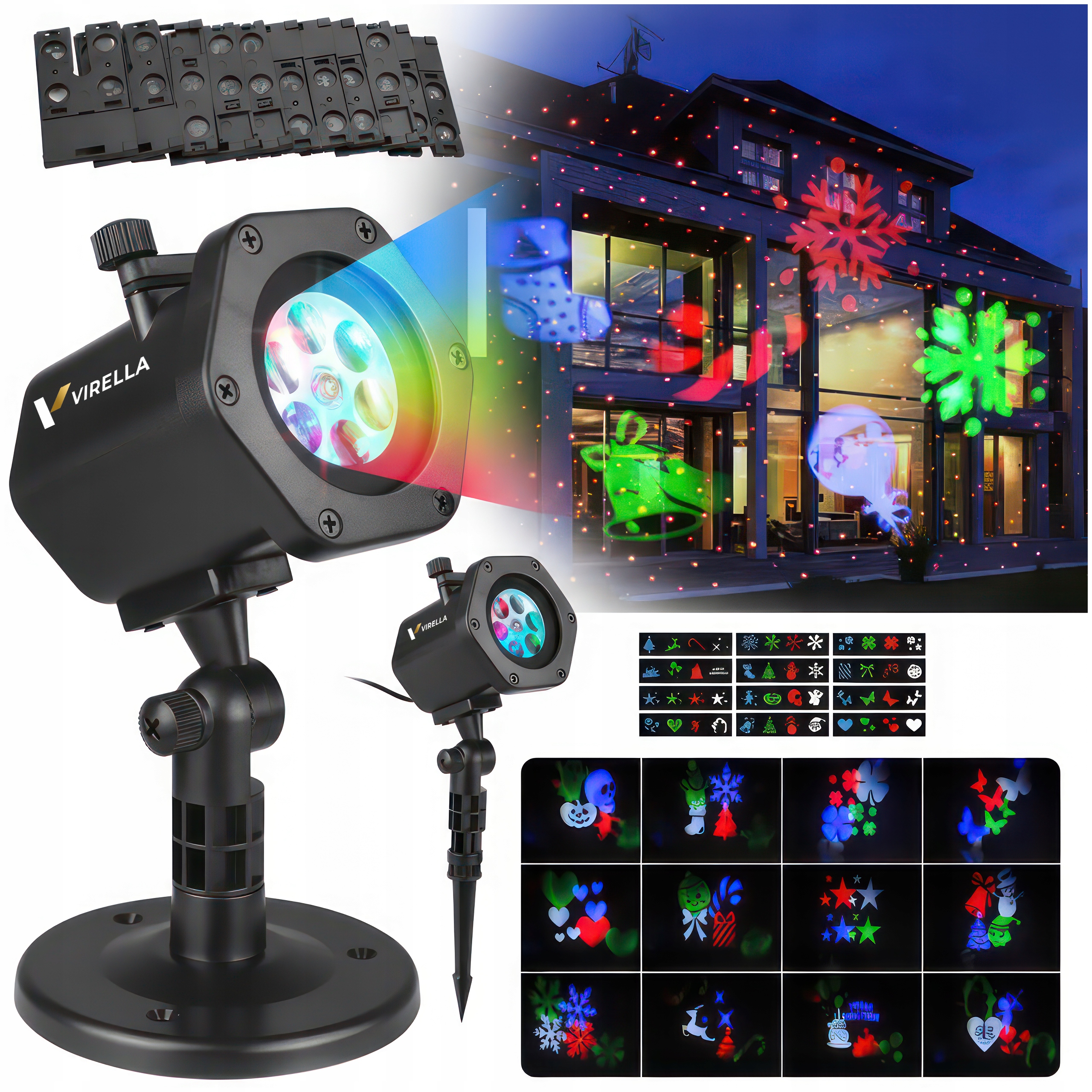 Zahradní Projektor Laserový Vánoční Reflektor Pro Dům 12 Karet, 48 Vzorů