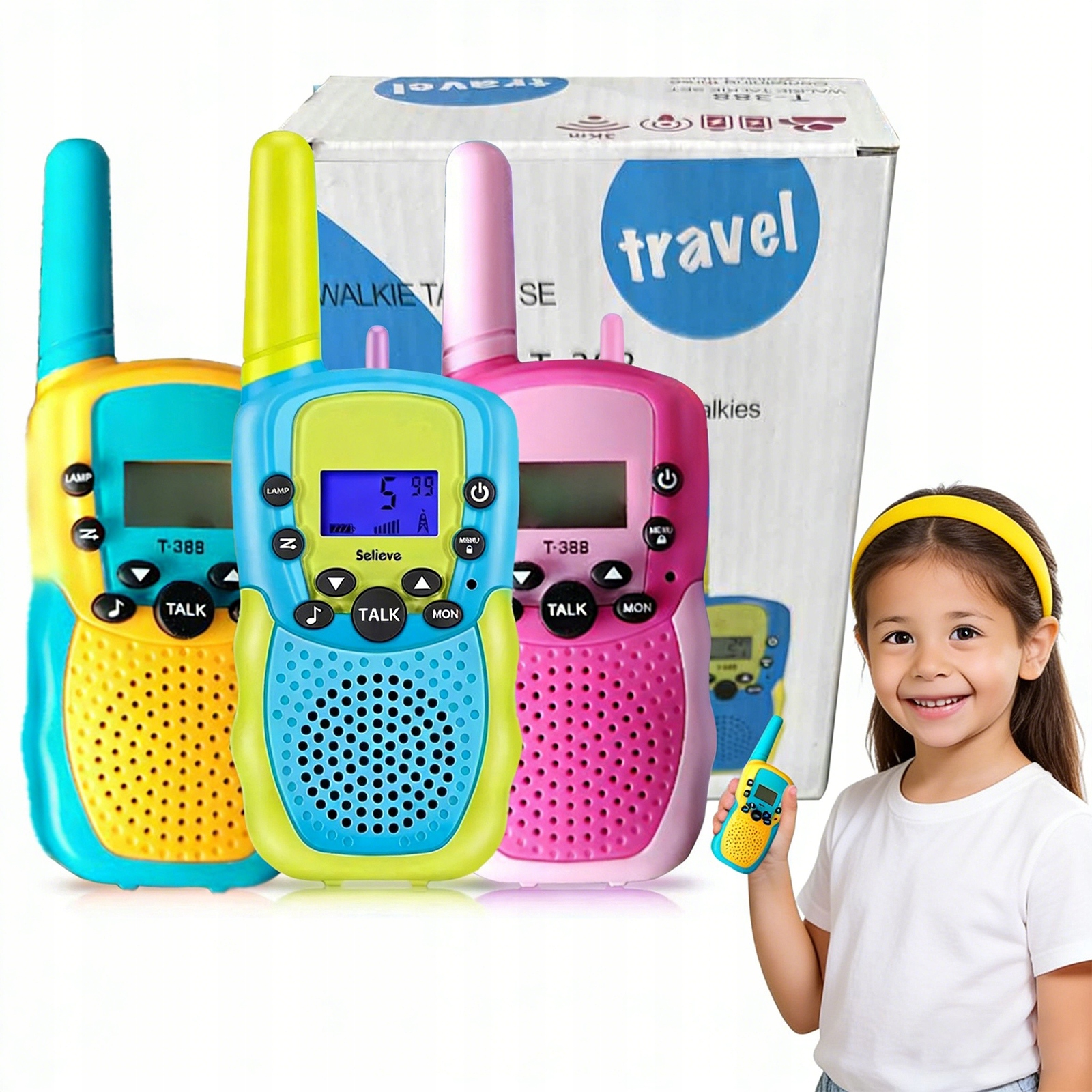 Walkie Talkie Dla Dzieci Wyświetlacz LCD 3SZT 3Km 8 Kanałowy In/Out door Prezenty