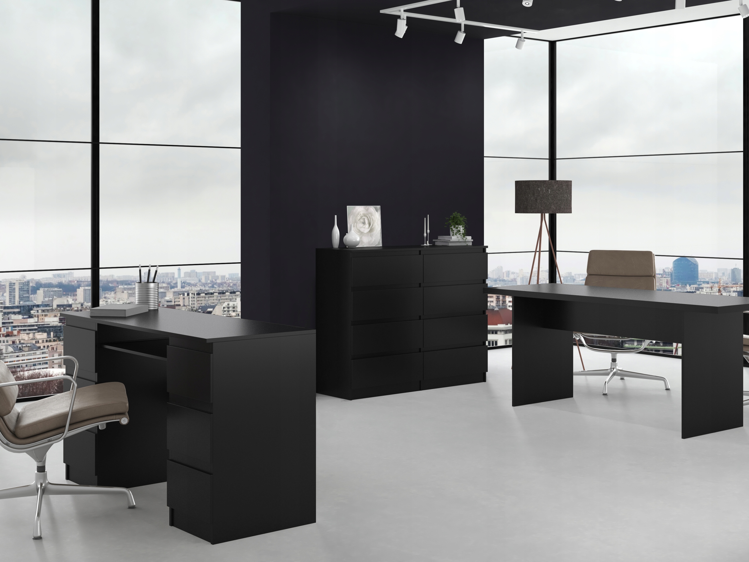 DUŻA KOMODA SZAFKA 8 SZUFLAD 120CM * KOLOR CZARNY Bohater brak