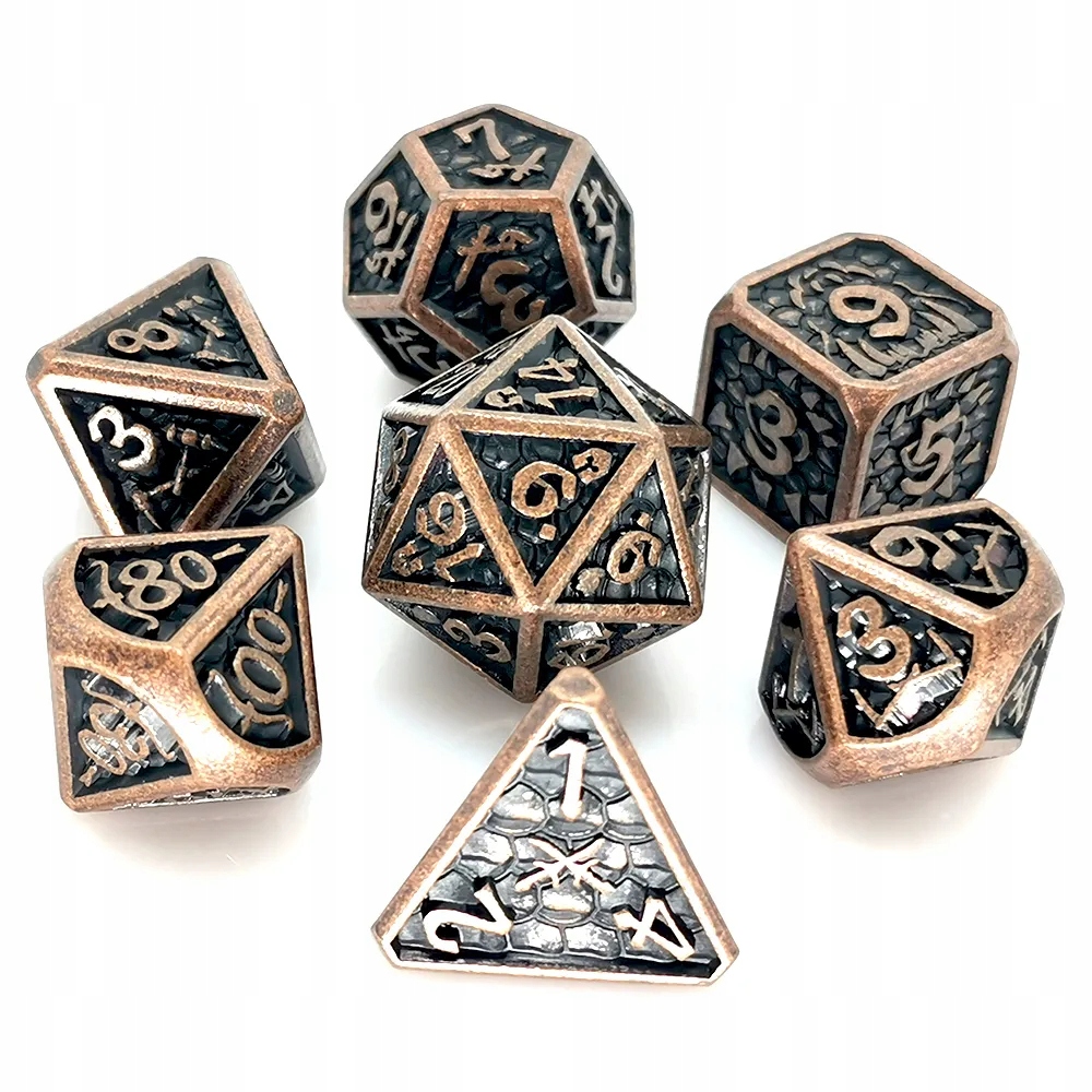 TÚRIN TURAMBAR ZESTAW 7 METALOWYCH KOŚCI RPG Liczba ścian 4 6 8 10 12 20