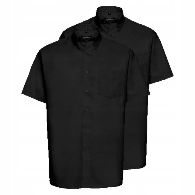 2x Pánská košile s krátkým rukávem Oxford Russell, černá, 4XL