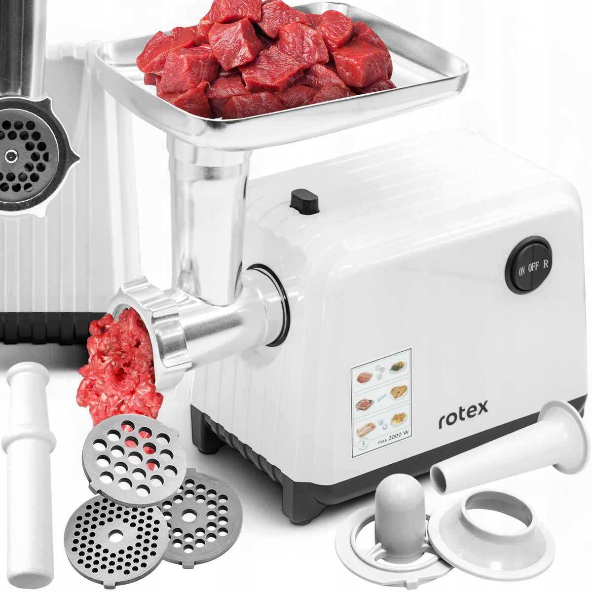 Rotex Mlýnek Na Maso 2000 W Zpětný Chod Akcesoria