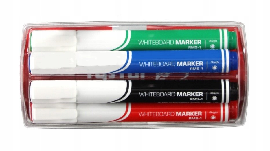 Marker SUCHOŚCIERALNY do Białej Tablicy Komplet 4 Kolory z Gąbką MARKERY Kolor różne kolory