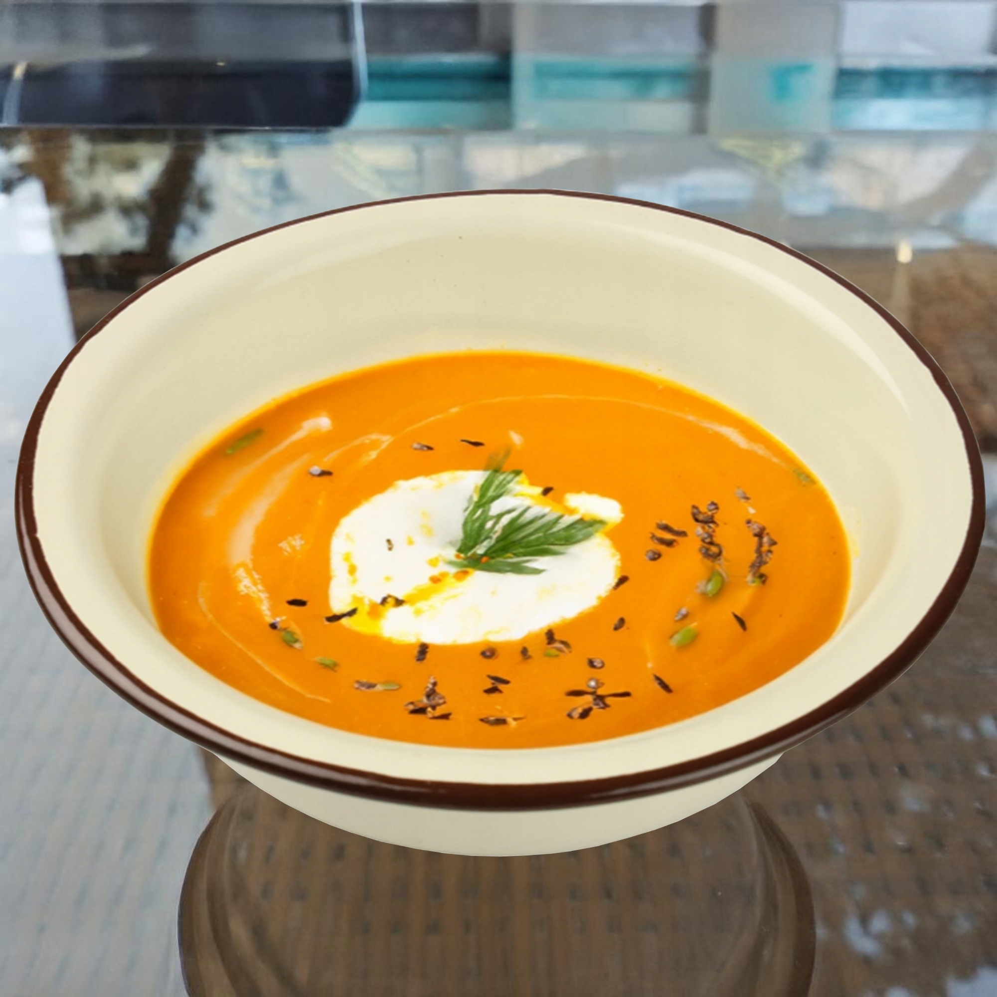 MISKA EMALIOWANA 18 CM NA ZUPĘ OWOCE WARZYWA EMALIA WZÓR KWIATY RETRO