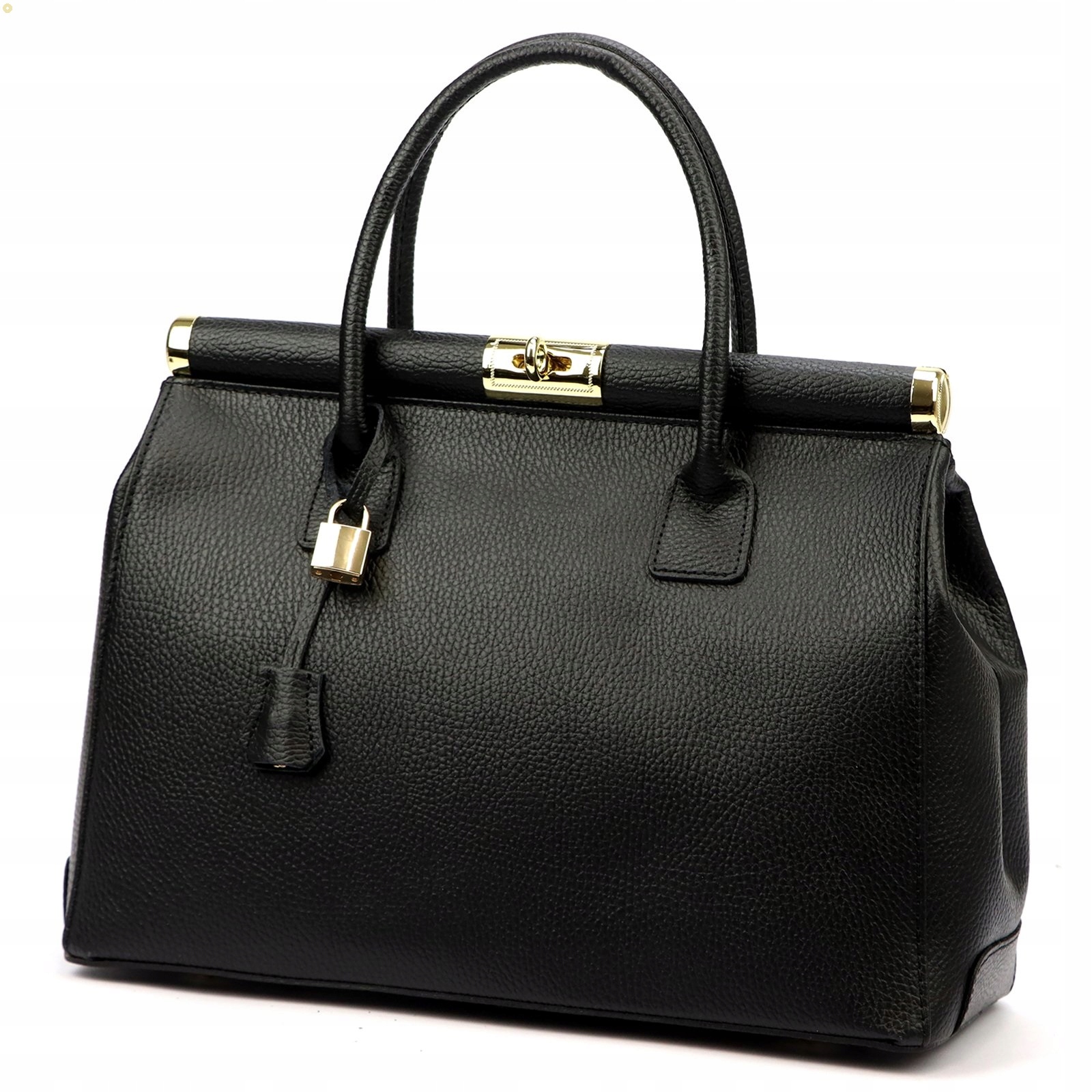 Dámská Kabelka Shopper Kufřík Vera Pelle Kožená Černá Taška Do Ruky AKTovka