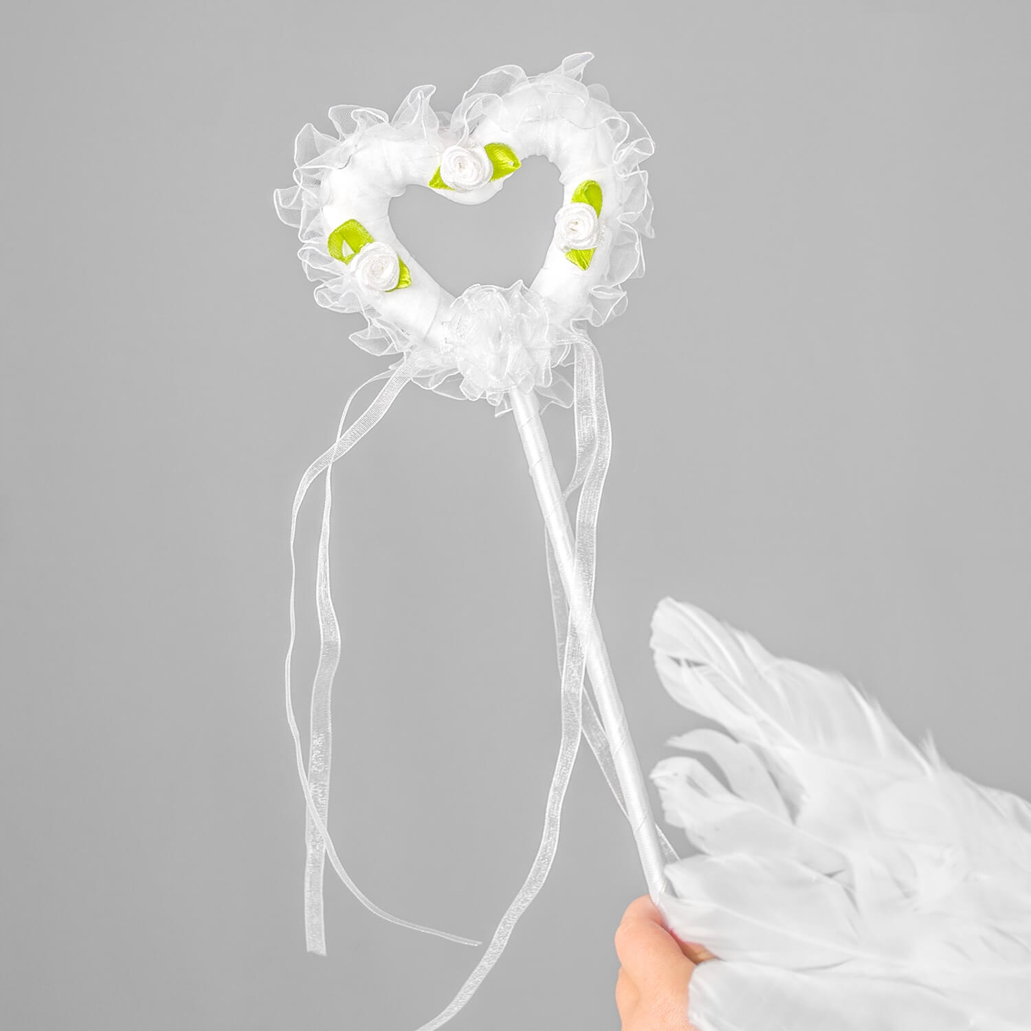 DUŻY ZESTAW STRÓJ ANIOŁA DZIEWCZYNKI CHŁOPCA SKRZYDŁA AUREOLA PRZEBRANIE Kolor biały