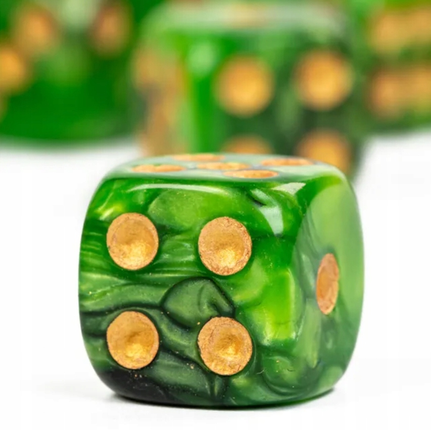 Kość 1szt D6 K6 Zielona Złoty Nadruk Dice Classic Rpg D&D Mtg Gry Planszowe