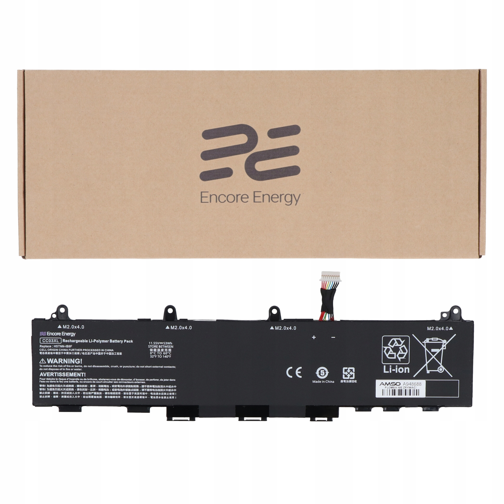 Bateria CC03XL do laptopa Hp EliteBook 850 855 G7 G8 53Wh Encore Energy