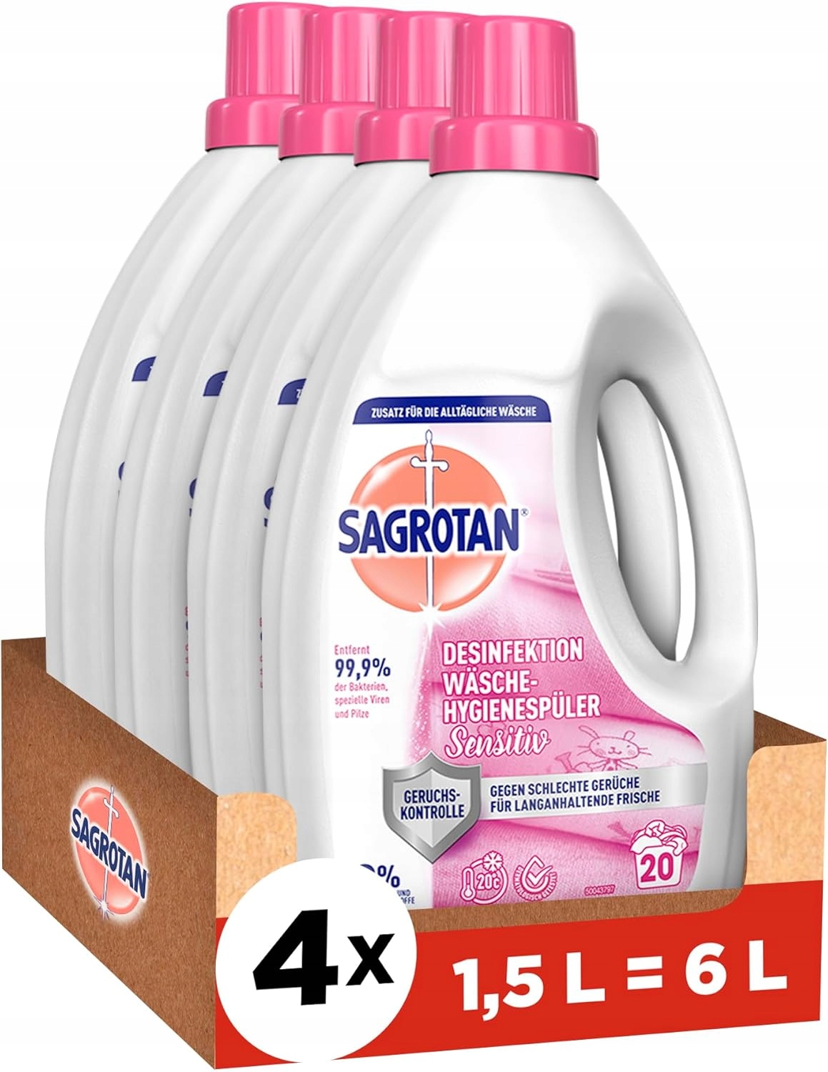 Sagrotan Sensitive Laundry Sanitizer Dezinfekční prostředek 4 x 1,5 l