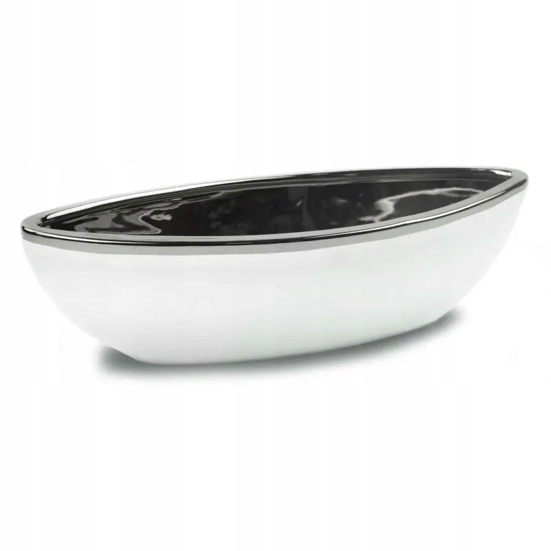 

Biało-srebrna Osłonka Ceramiczna Łódka 40x14x14 cm