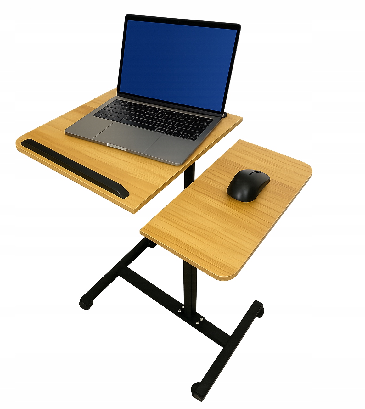 Mobilní stolek na kolečkách, 2 desky pod notebook, nastavitelný, praktický (E052)