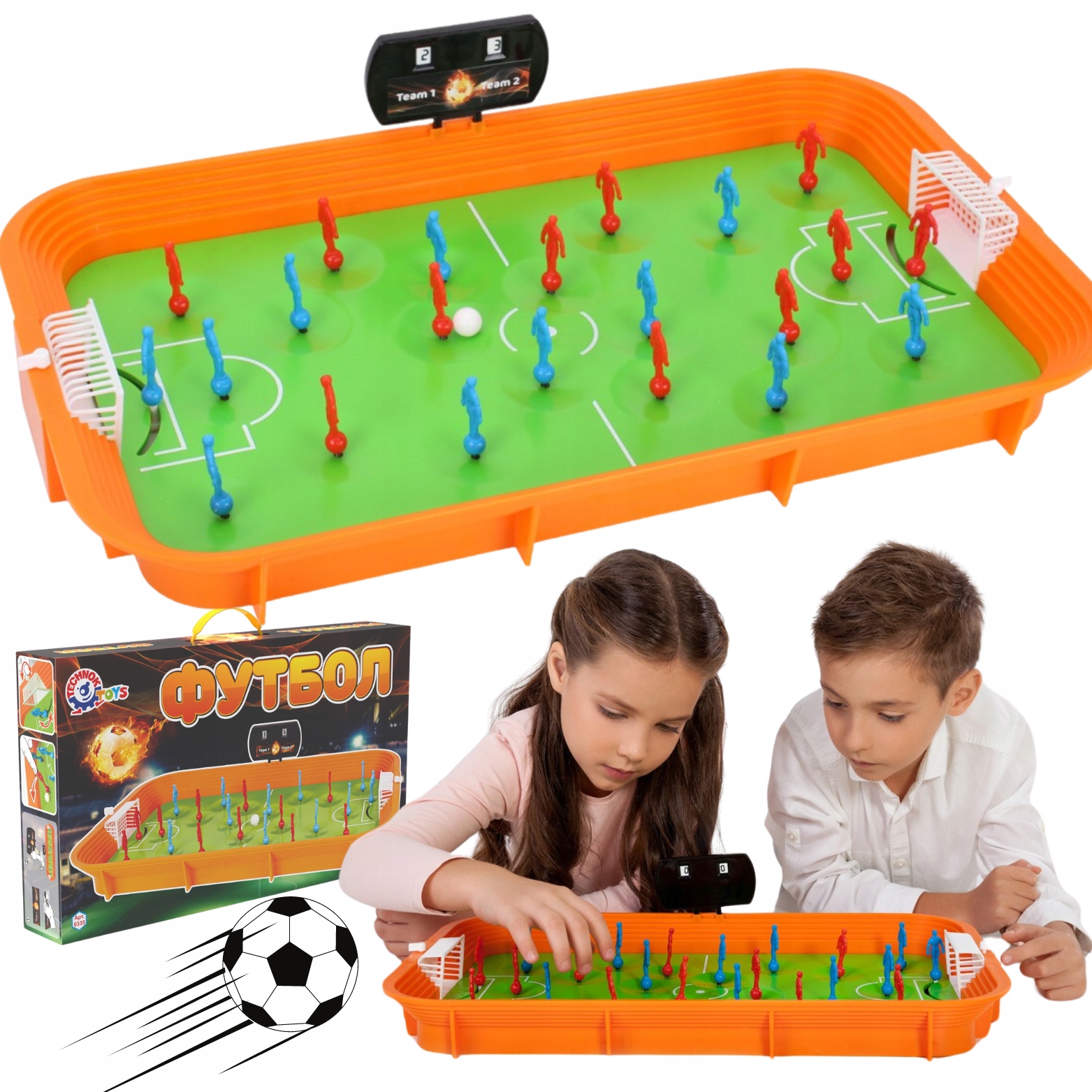 Gra Mistrzostwa Piłki Nożnej Piłkarzyki Tablica Z Wynikami Dwie Drużyny