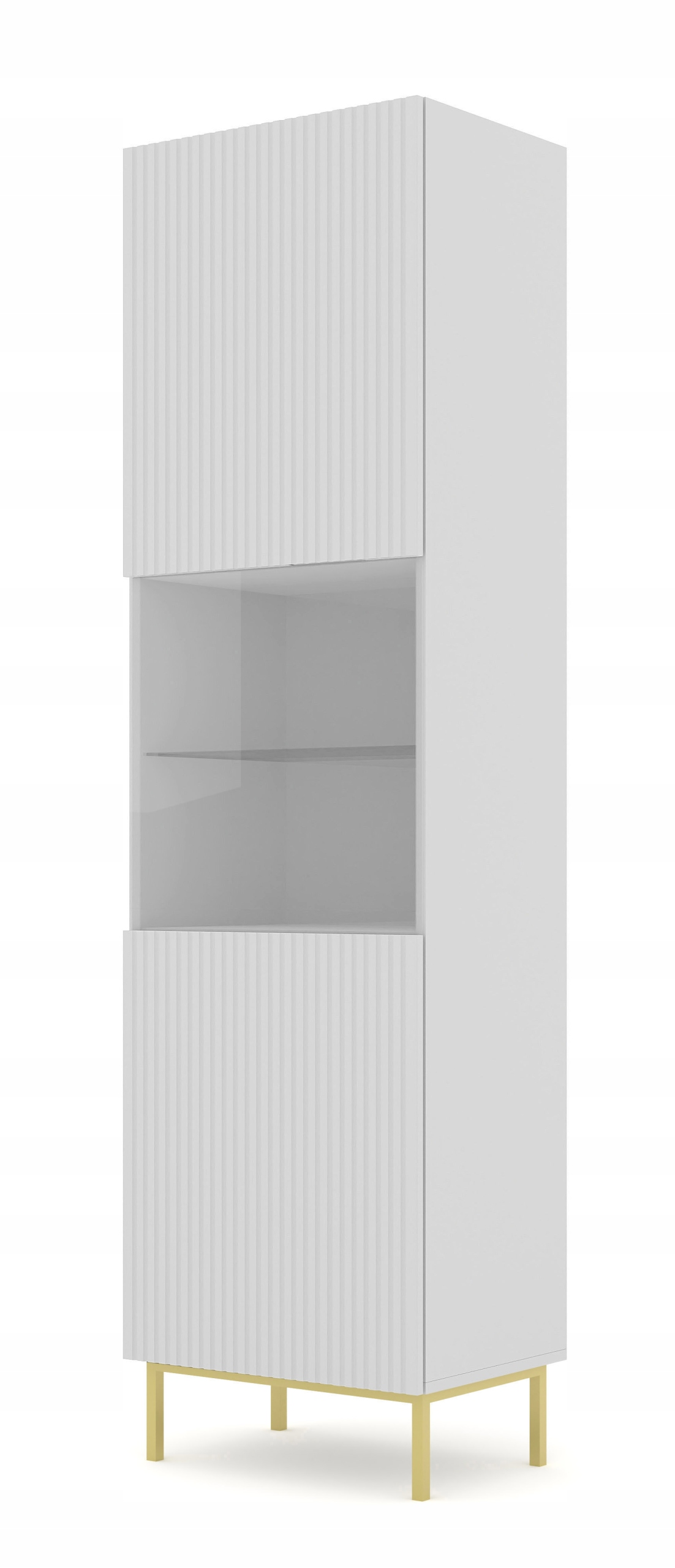 Witryna Ravenna B 1D 60 cm frez biały mat rama złota lub czarna