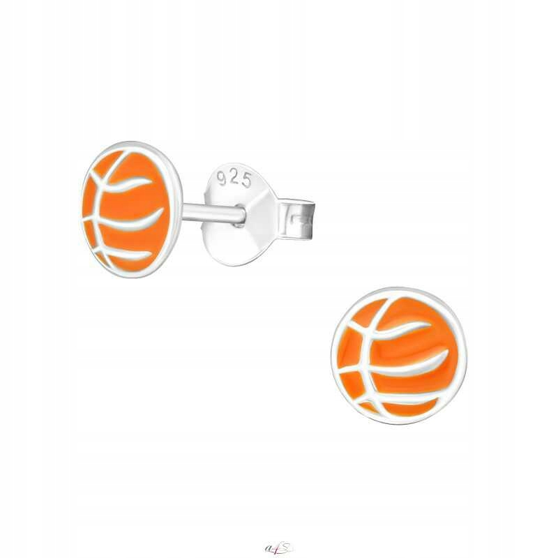 

Kolczyk srebrny Sztuka Piłka Koszykowa wkręty