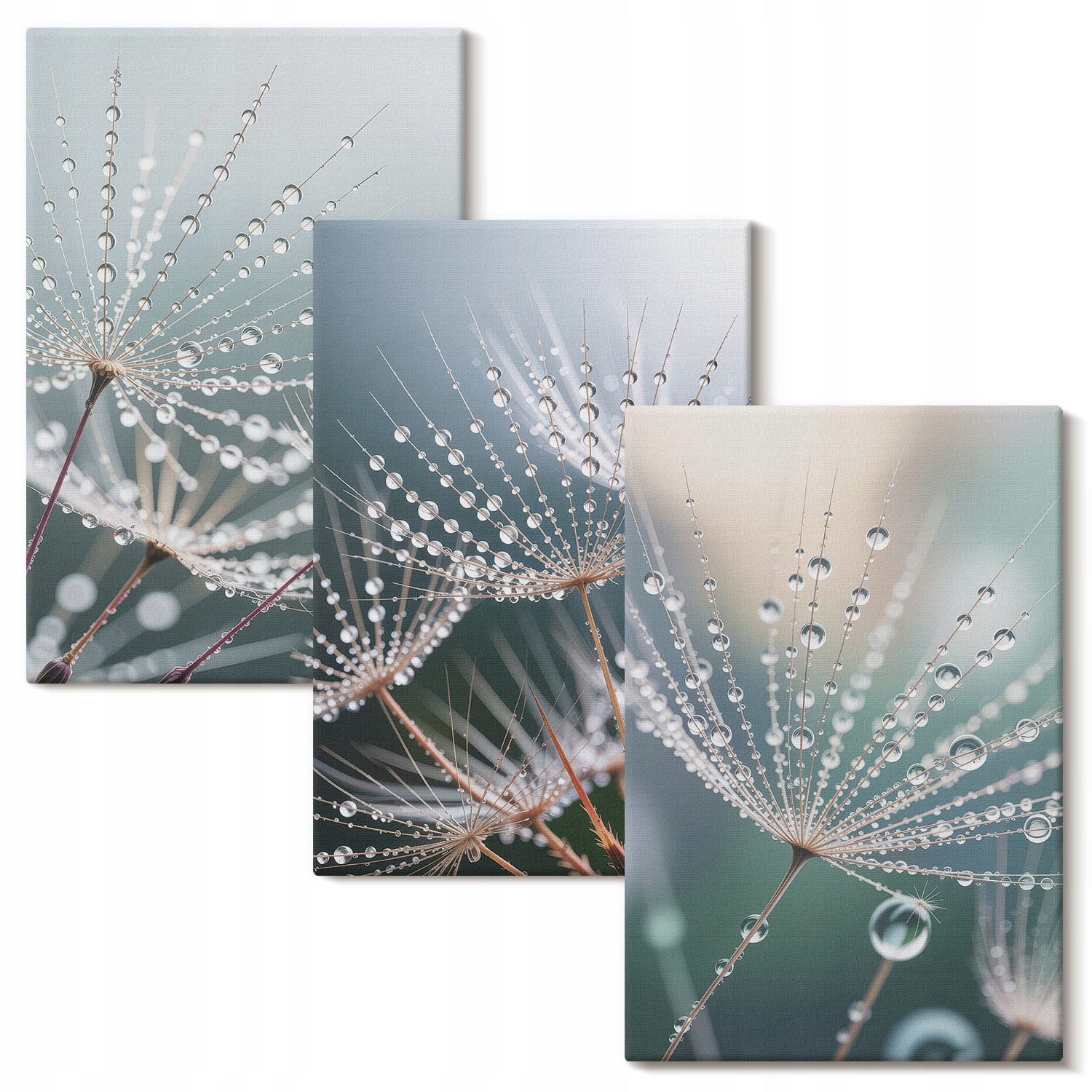 Sada obrazů na plátně Set Kapky vody na výhoncích foukačů 3x 40x60 cm
