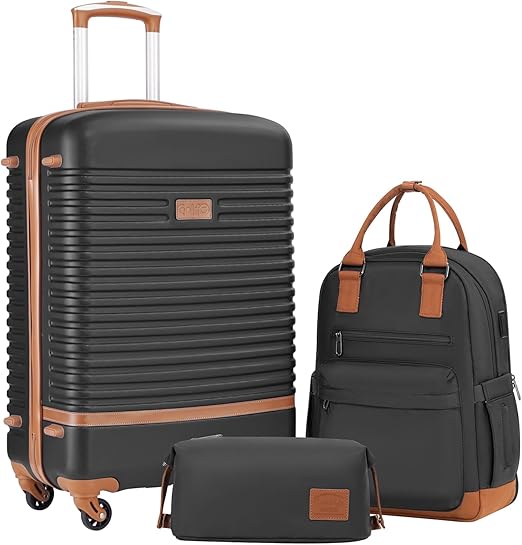 Walizka twarda duża zestaw plecak torba 77x54x30cm Abs czarna 93 l Coolife