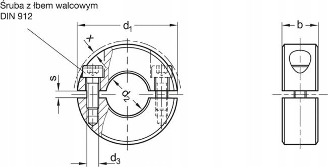 PIERŚCIEŃ OSADCZY ZACISKOWY SKŁADANY FI30mm STAL Marka Elesa+Ganter