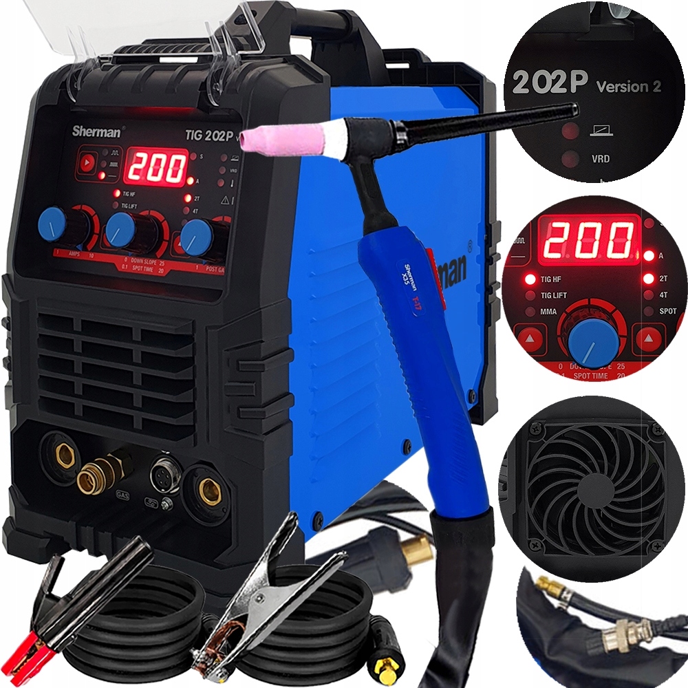 Spawarka Inwertorowa Sherman Tig 202P 200A Puls Mma DC Hf Igbt 2T 4T