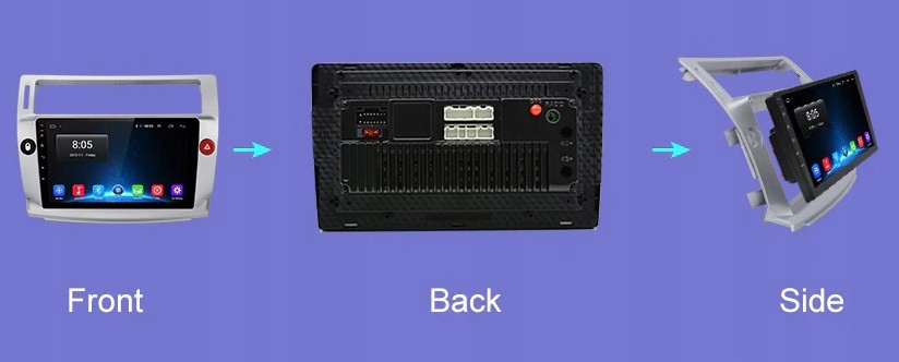 Radio Android 12 GPS CITROEN C4 PL WiFi 2/32 Złącza AUX RCA Pre-out (przedwzmacniacz) RCA Sub-out (subwoofer) USB