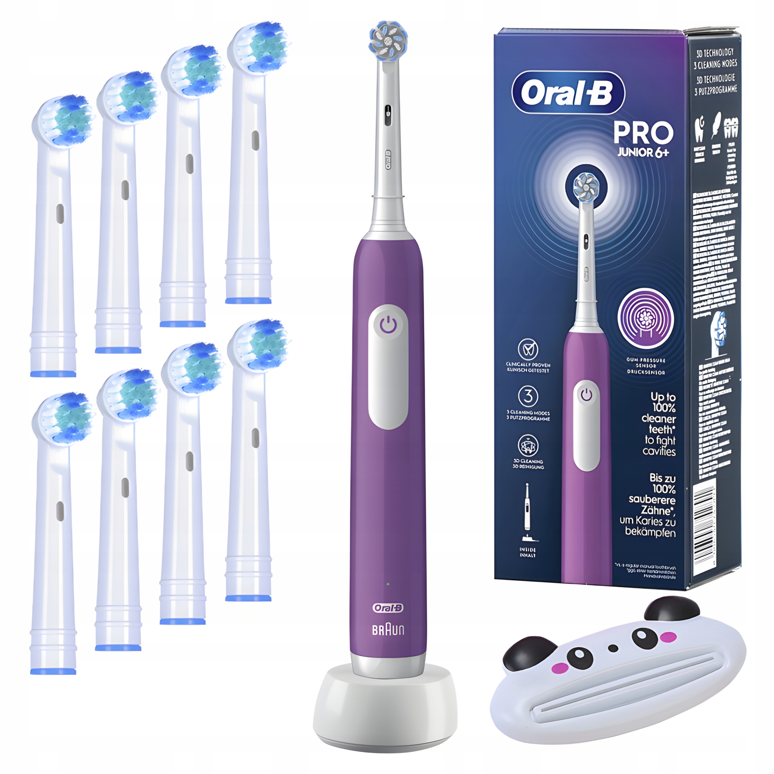 Szczoteczka Elektryczna Oral-b Junior do Zębów dla Dzieci Fioletowa, Zestaw