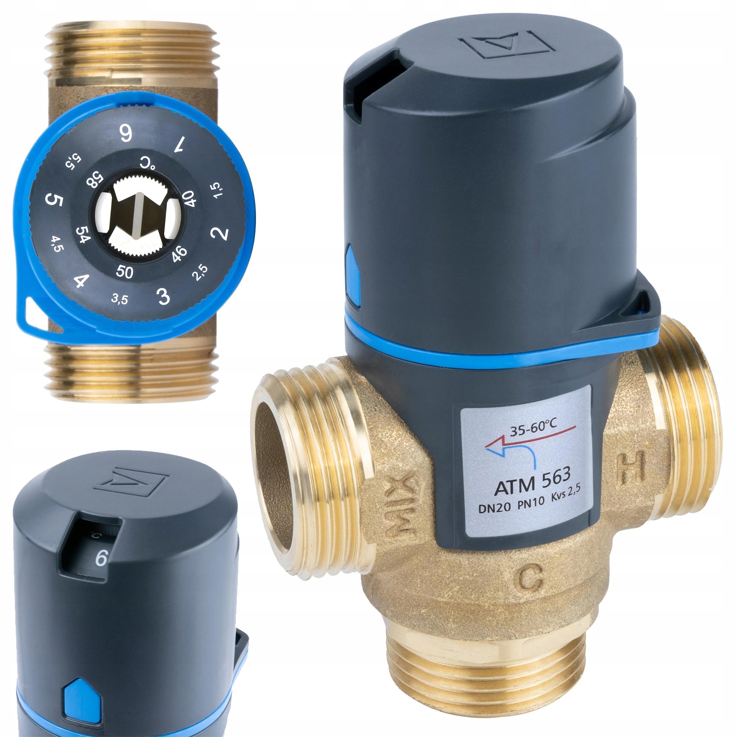 Termostatický zmiešavací ventil Atm 563 Afriso 1 Palec 35-60°C Kvs 2,5 m3/h