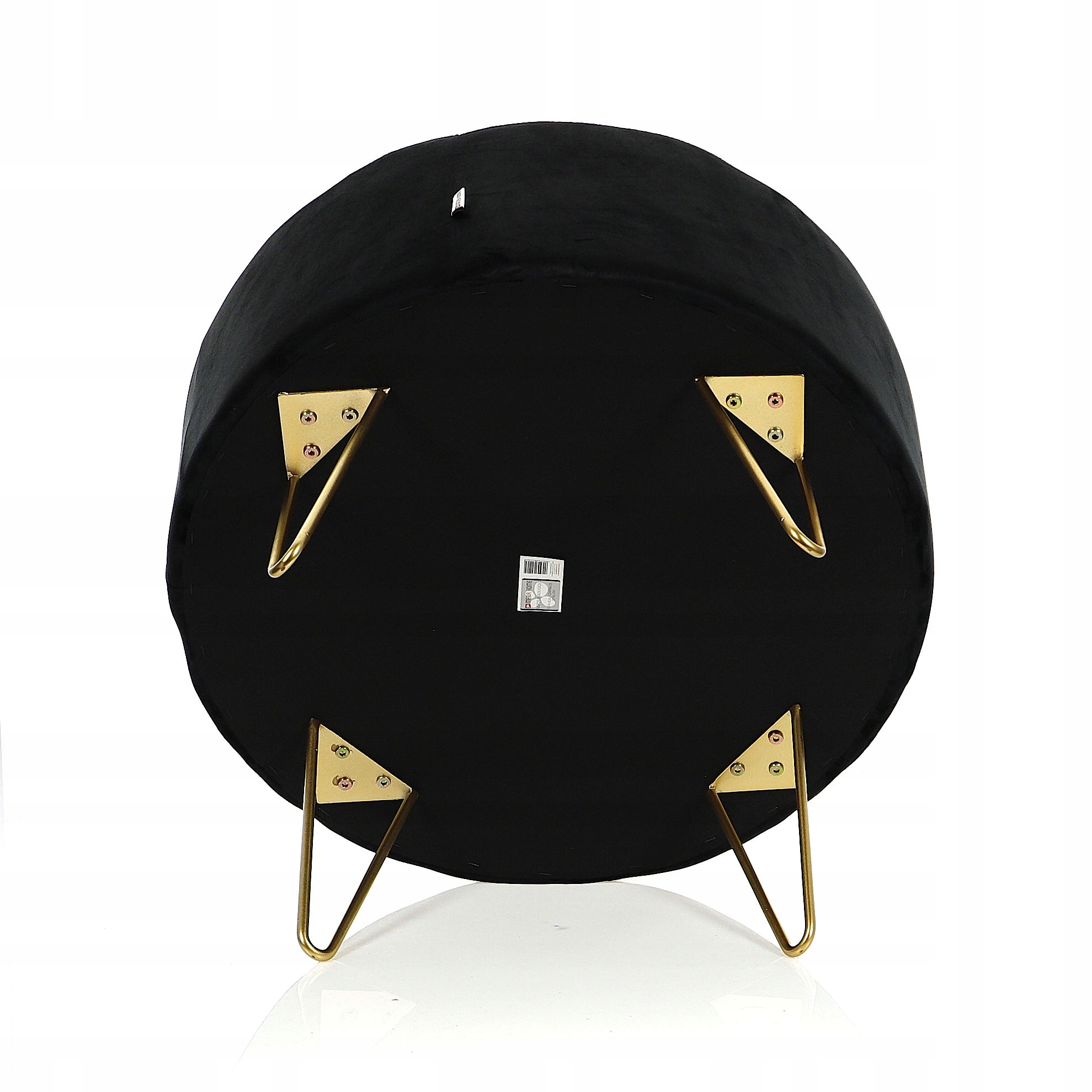 Pufa Welurowa Złota Czarna Welur podnóżek 43cm Marka Messa Home