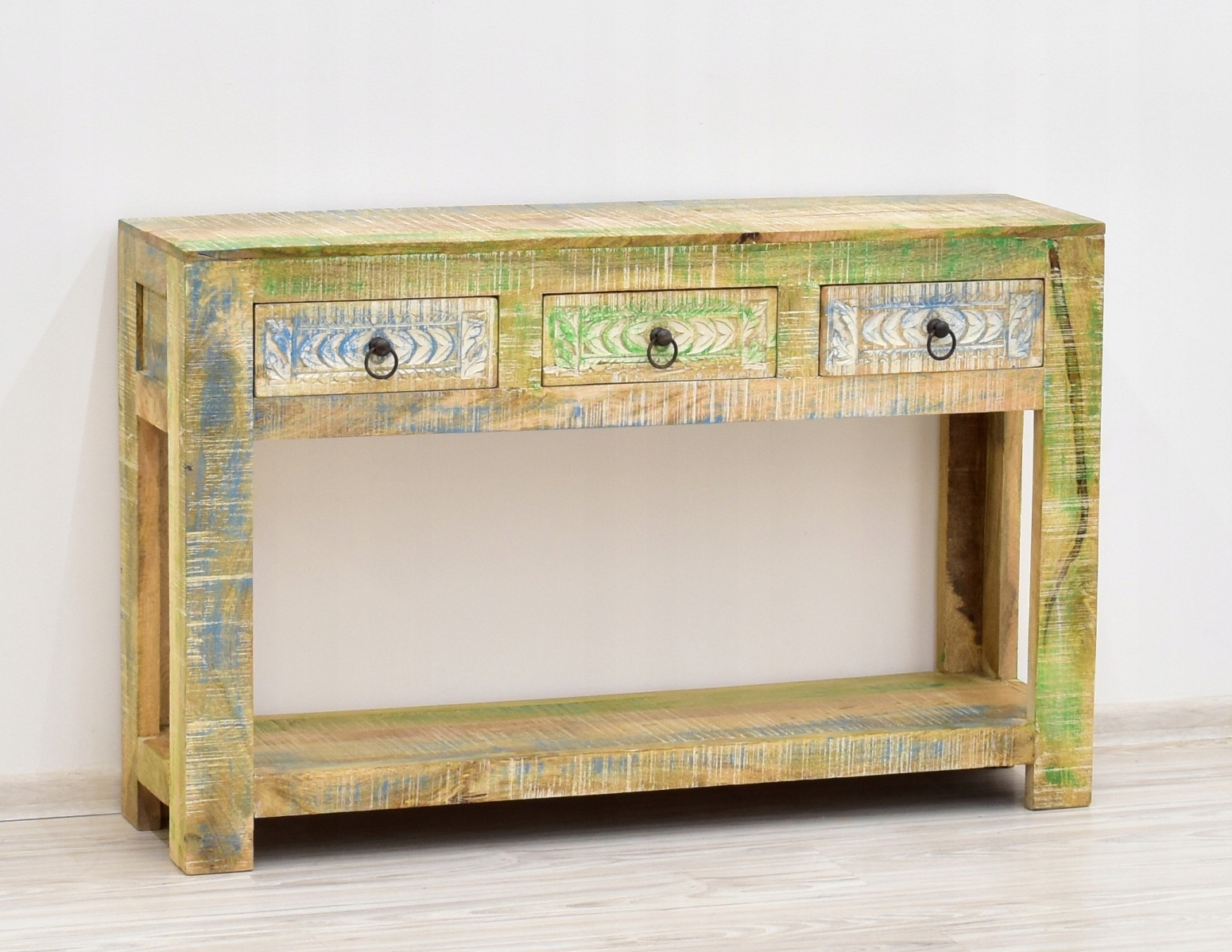 Konsola kolonialna indyjska lite drewno mango przecierana shabby chic Marka Meble Świata