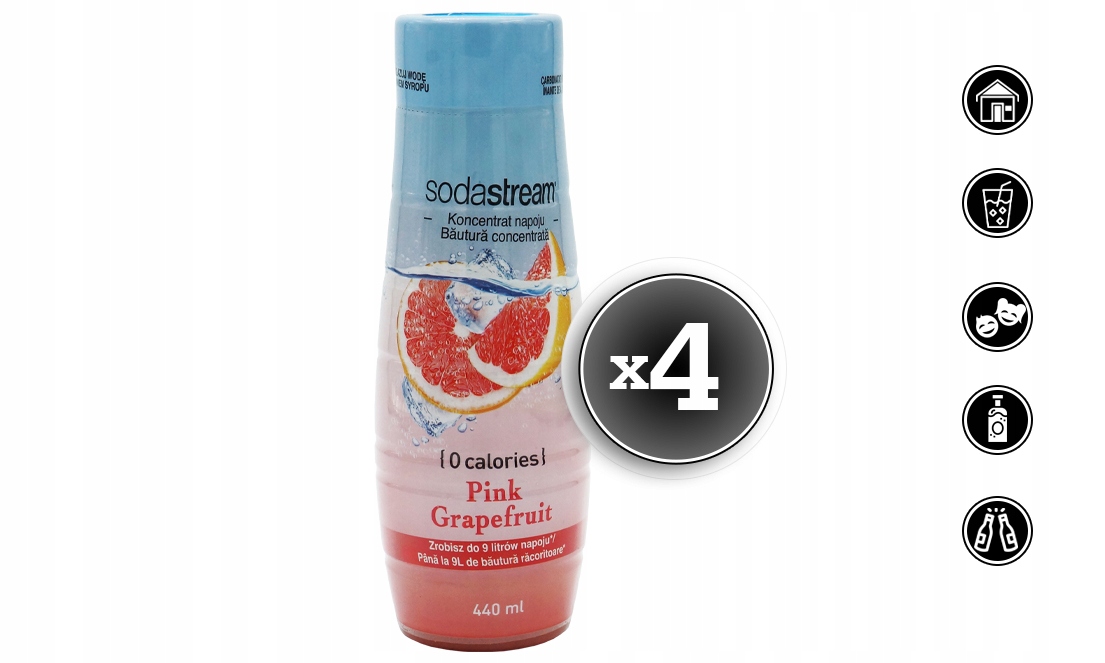 4x SYROP KONCENTRAT GRAPEFRUIT DO SATURATORA SODASTREAM 9L NAPOJU z 440ml Stan opakowania oryginalne
