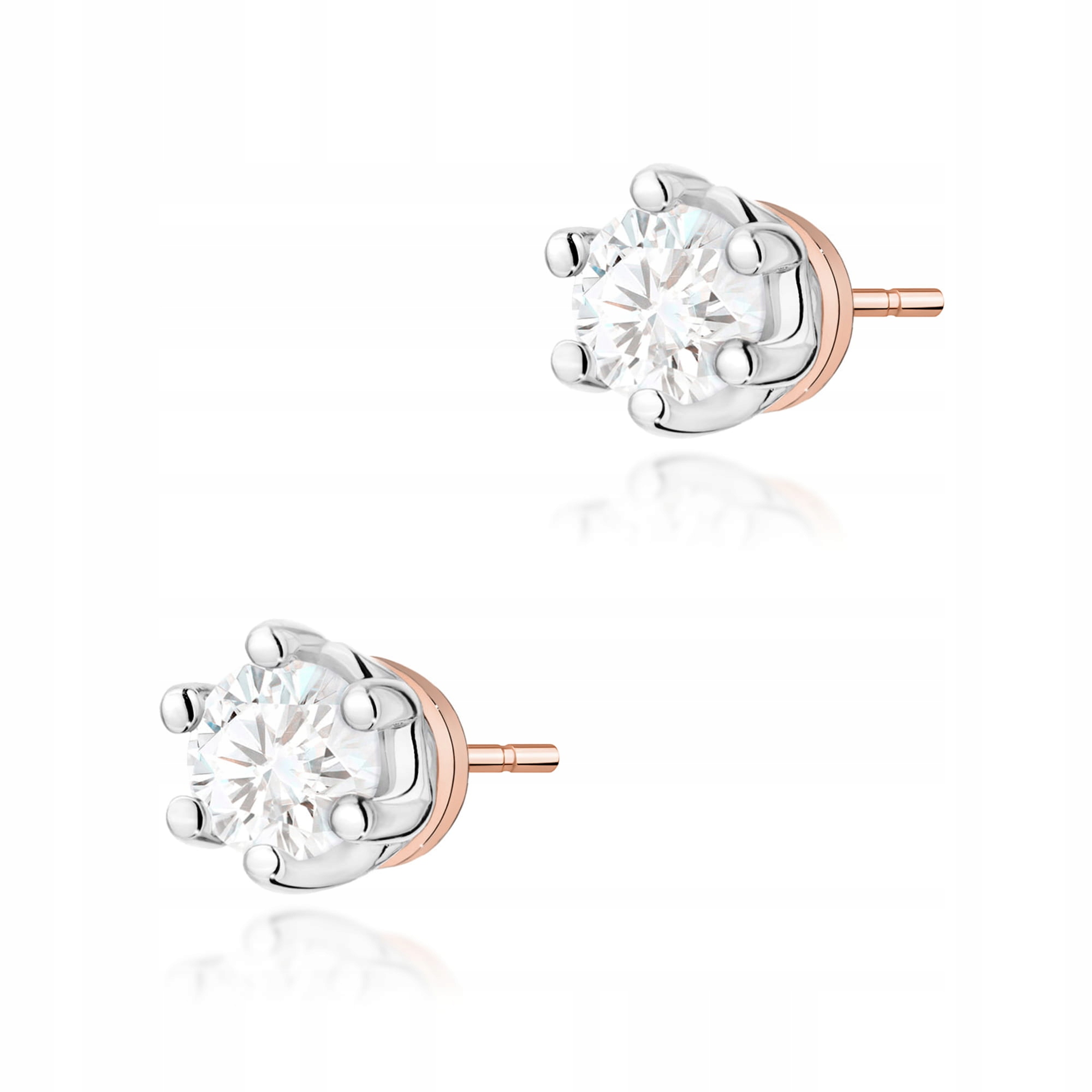 Náušnice z růžového zlata 585 Diamant na tyči 0,15 ct bílé zlato 0,9 g