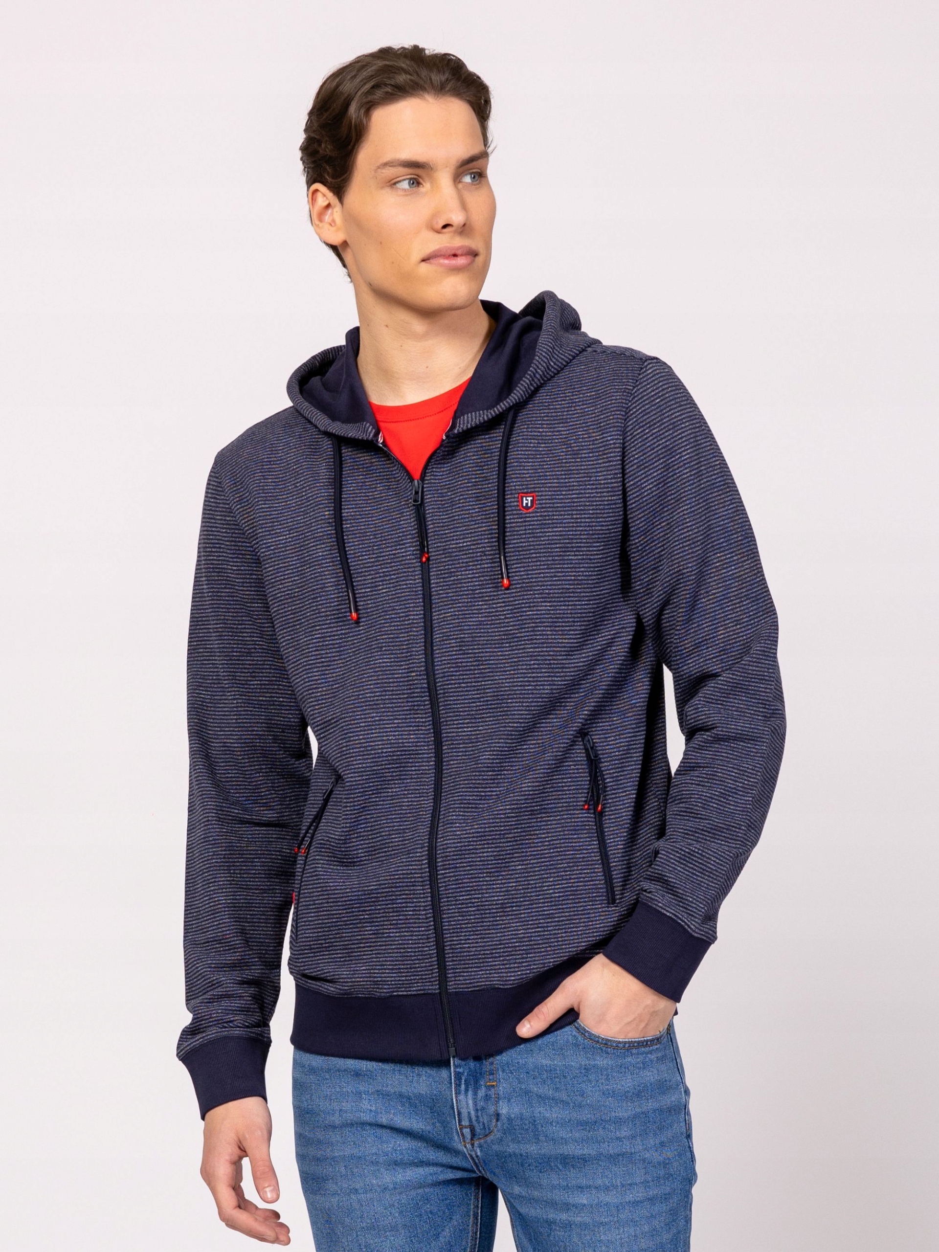 Heavy Tools Pánská Mikina S Kapucí Santos Striped, Tmavě Modrá Velikost L