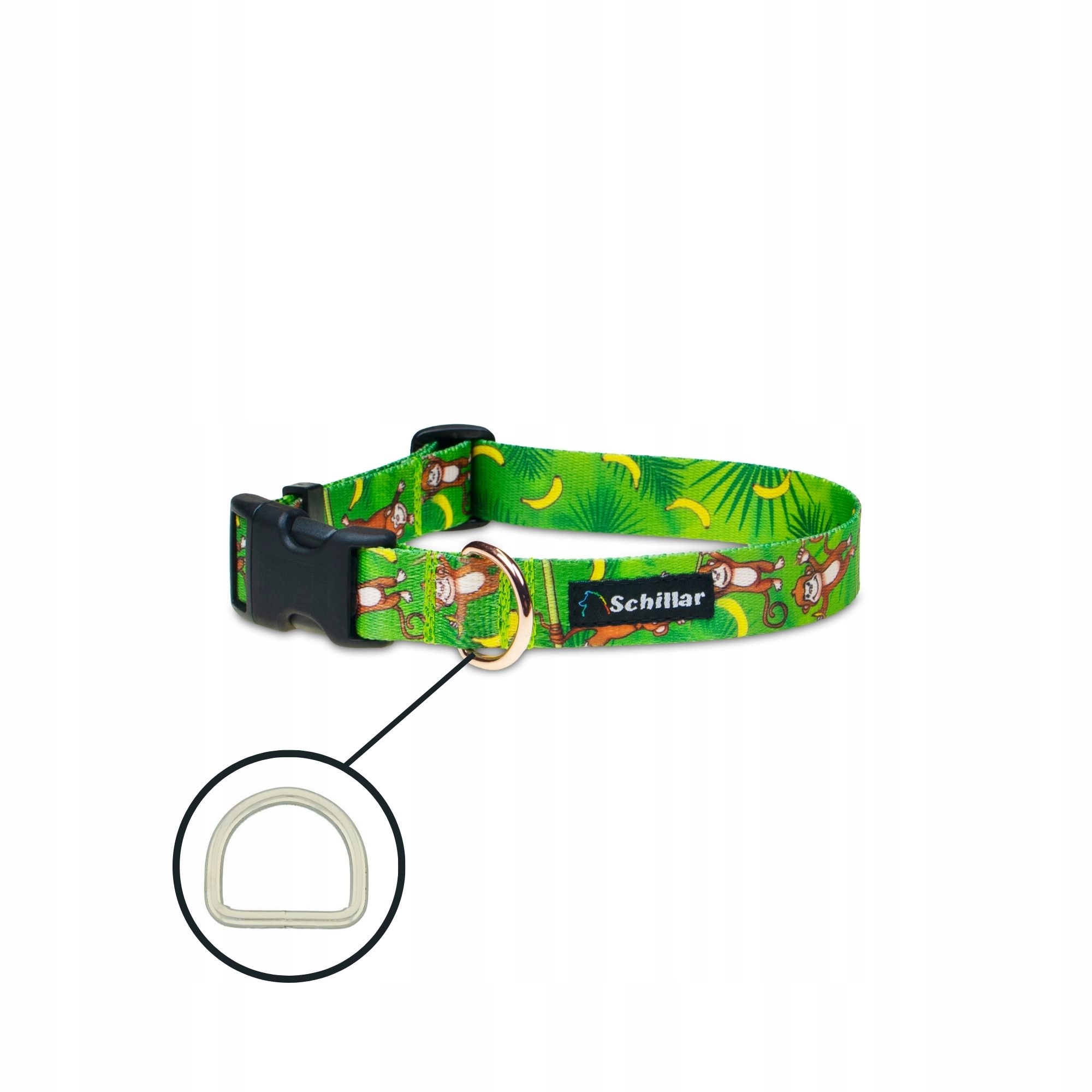 Levně Obojek na sponu pro velkého psa, barevná zelená opička, banán L, XL, 40-60 cm
