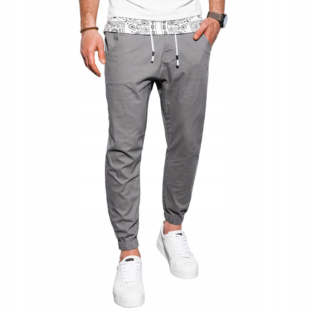 

Spodnie męskie joggery casual P885 szare M