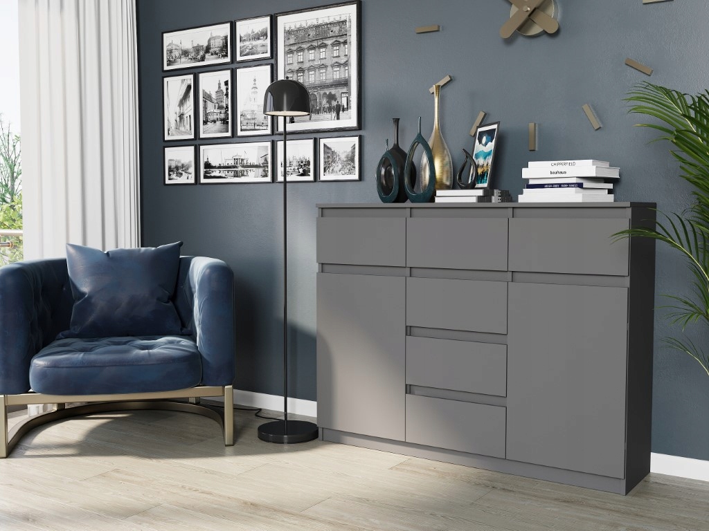 KOMODA 98CM SZAFKA 6 SZUFLAD S-62D ANTRACYT