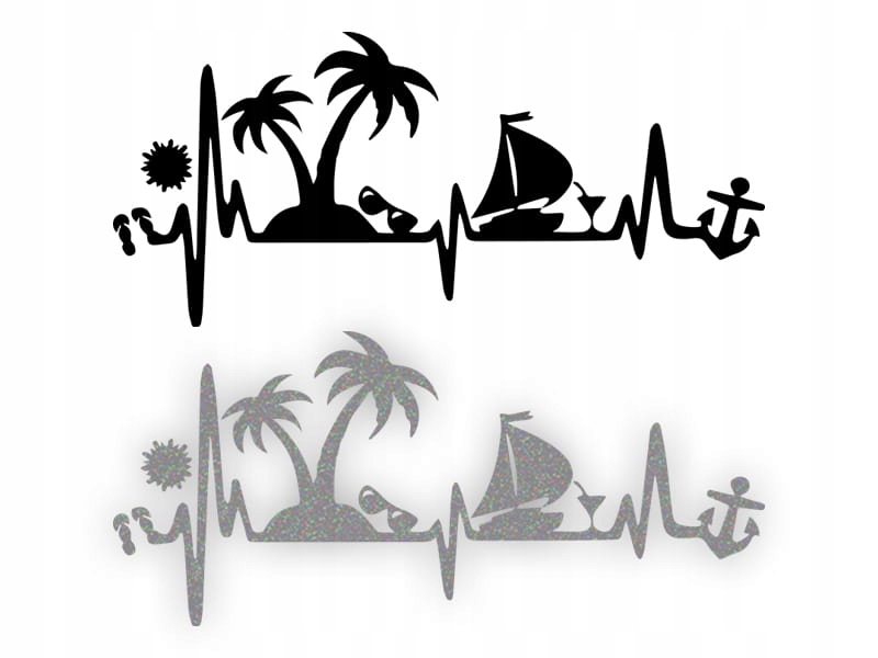 PULS ŻYCIA PALMA SŁOŃCE - Naklejka na samochód na auto ODBLASKOWA