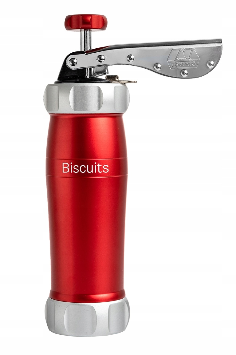 Marcato Design Line Taliansky ručný strojček na stláčanie koláčikov Červený