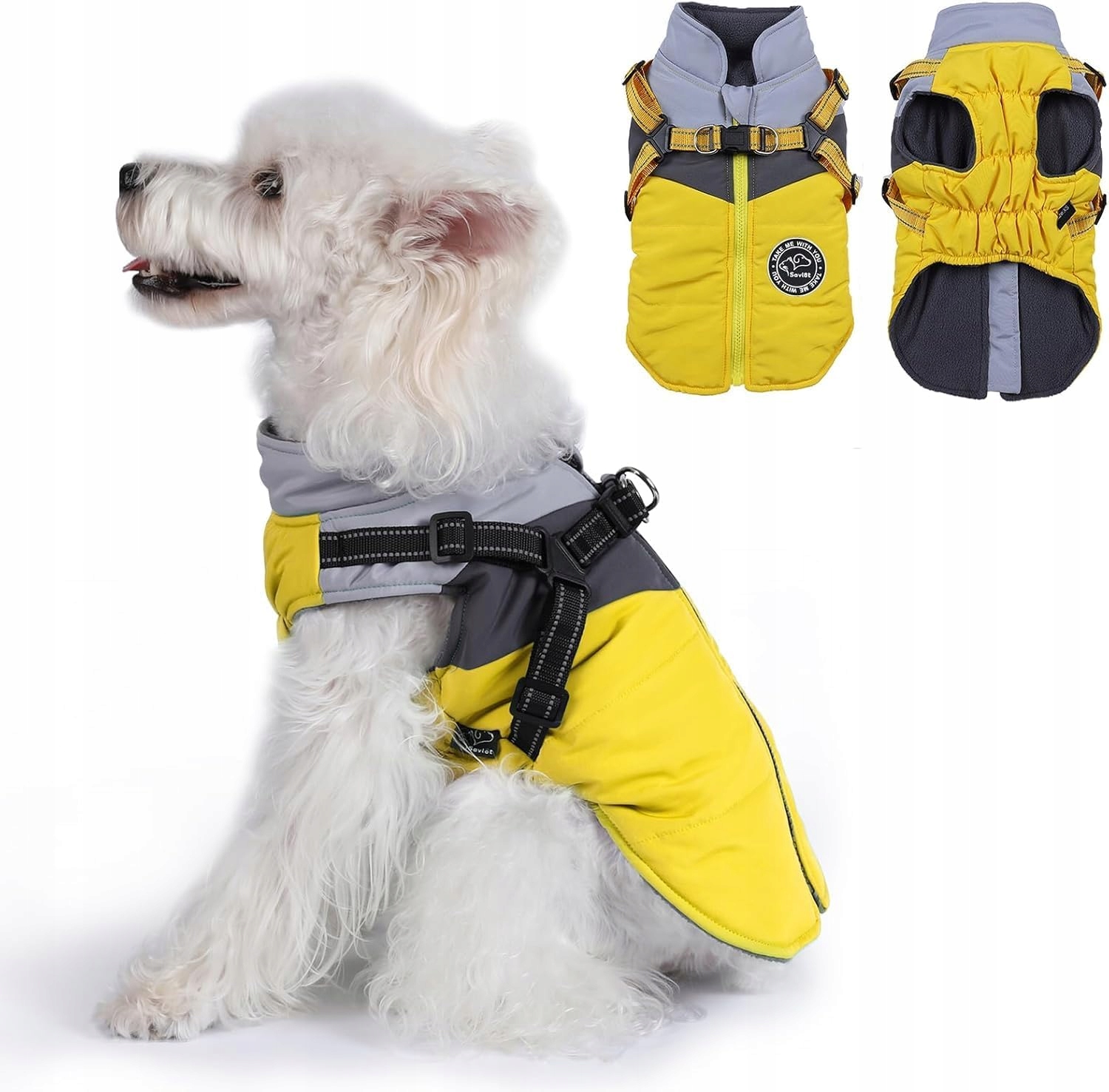 Levně Zimní bunda Teplý kabát pro psy s postrojem Vel XL