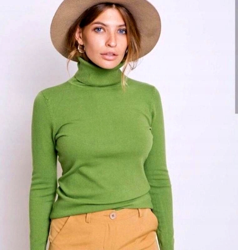 Mięciutki cieplutki Sweter golf damski M/L