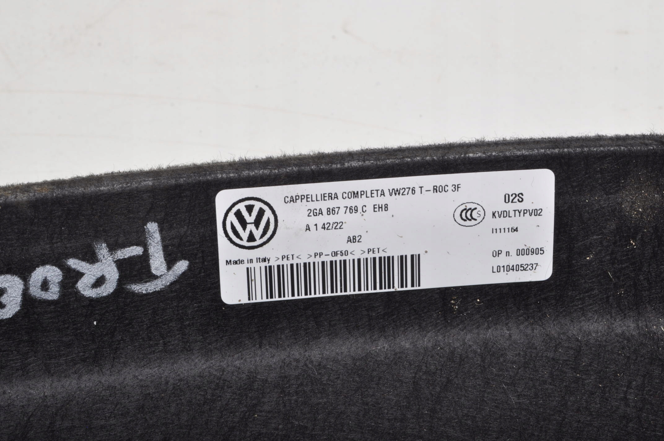 VOLKSWAGEN T-ROC PÓŁKA TYLNA BAGAŻNIKA 2GA867769C 2023 Numer katalogowy części 2GA867769C